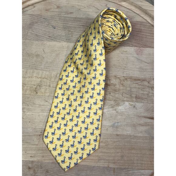 Vineyard Vines‎ Martha Vineyards Necktie Seal playing with ball Yellow Blue - Picture 1 of 6